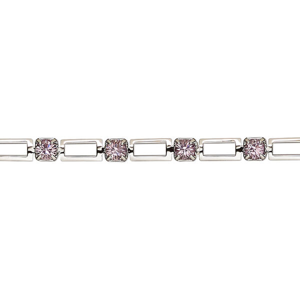 Cupchain, VINTAGE Crystal™, imitation rhodium-plated brass and crystal, light amethyst, 3.2mm open rectangle. Sold per pkg of 1 meter. image number 0
