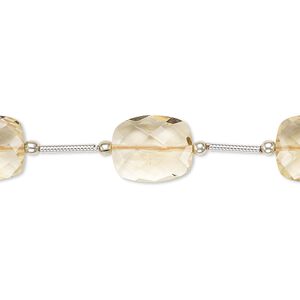 Citrine 1pkg5, hand-cut faceted rectangle bead 12x10mm-14x10mm