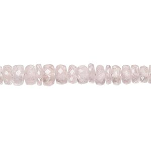 Morganite 1pkg1, hand-cut faceted rondelle bead natural 17 inch graduated 3x2mm-5x3mm