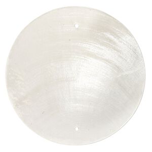 Wind chime component capiz shell 20pk 50mm double-drilled flat round, translucent cream natural