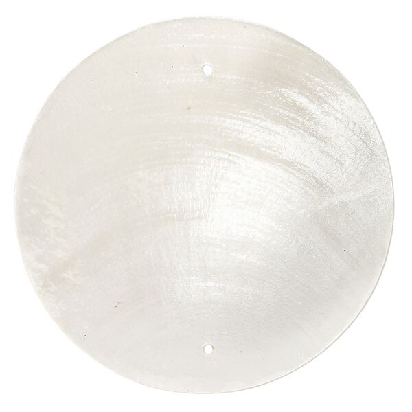 Wind chime component capiz shell 20pk 50mm double-drilled flat round, translucent cream natural image number 0