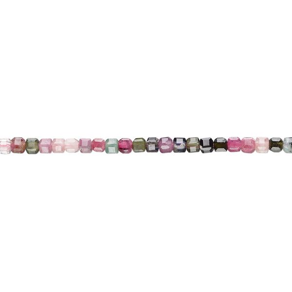 Multi-tourmaline 1pkg1, faceted cube bead natural 15.5-16 inch 2-2.5mm image number 0