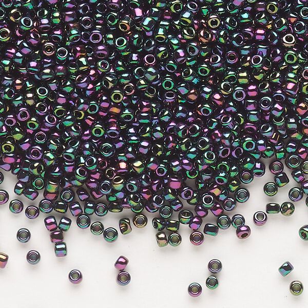 Seed bead, Dyna-Mites™, glass, pkg/40g, #11 round, opaque iris rainbow bronze, (924R 11/0 RR). image number 0