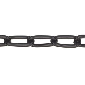 Chain 1pkg1 paperclip, 7.8mm, aluminum / anodized black 5 foot unfinished