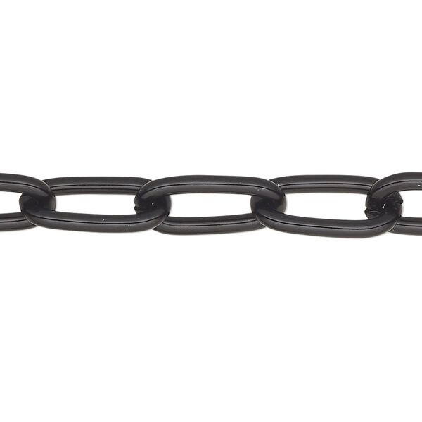 Chain, anodized aluminum, black, 7.8mm paperclip. Sold per pkg of 5 feet. image number 0