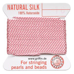 Thread, Griffin, silk, dark pink, size #16. Sold per 2-meter card (approximately 78 inches).