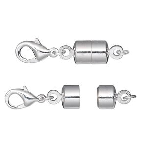 Clasp magnetic 1pkg12 converter silver-plated, 28x7mm, brass Magna Clasp™ 1-strand