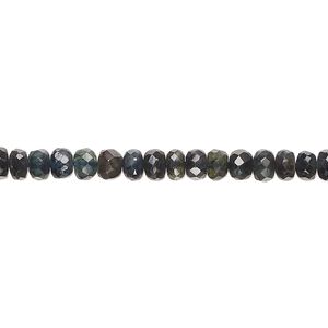 Green sapphire 1pkg1, hand-cut faceted rondelle bead 14 inch 4x2mm-5x4mm