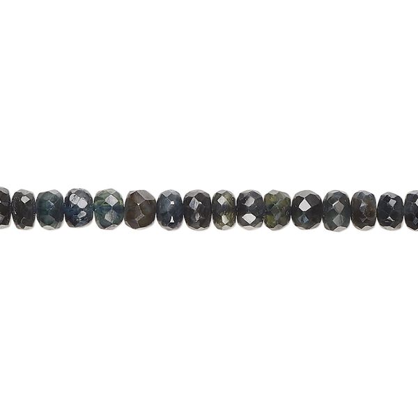 Green sapphire 1pkg1, hand-cut faceted rondelle bead 14 inch 4x2mm-5x4mm image number 0