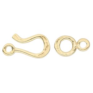 Clasp hook&eye 1pkg1 gold-plated pewter (tin alloy), 21x12mm flat, JBB Findings 1-strand