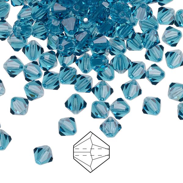 Bead 24pk indicolite, Preciosa Czech crystal 5mm bicone image number 0