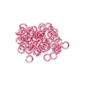 Jump ring, electro-coated brass, pink, 4mm round, 2.4mm inside diameter, 20 gauge. Sold per pkg of 50.