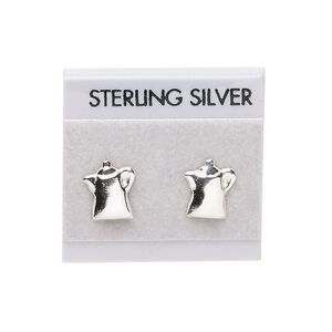 Earring card, flocked plastic, grey and black, 1x1-inch square with "STERLING SILVER." Sold per pkg of 25.