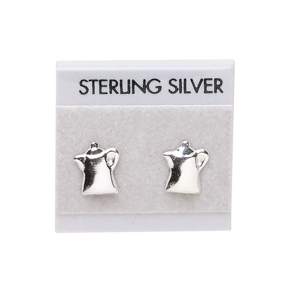 Earring card, flocked plastic, grey and black, 1x1-inch square with "STERLING SILVER." Sold per pkg of 25. image number 0