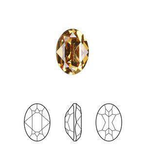 Fancy stone 12pk golden topaz foil back, Crystal Passions® 14x10mm oval 4120
