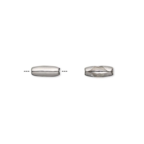 Ball chain connector, stainless steel, 9x3mm, fits 2.4mm ball chain. Sold per pkg of 10. image number 0