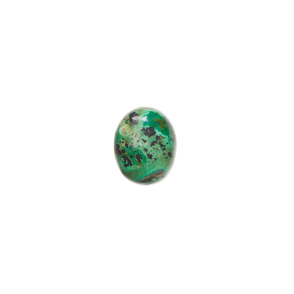 Cabochon, chrysocolla (stabilized), 10x8mm calibrated oval, C grade, Mohs hardness 2 to 4. Sold per pkg of 2. image number 0