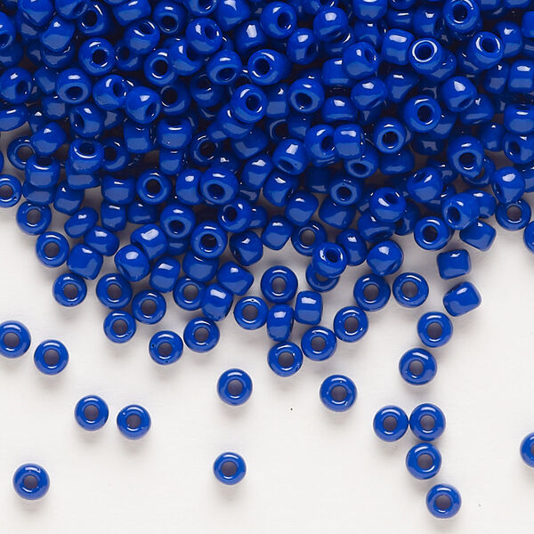 Seed bead, Dyna-Mites™, glass, opaque dark blue, #8 round. Sold per 40-gram pkg. image number 0