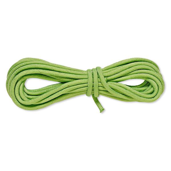 Cord, nylon parachute, neon green, 4mm round, 550-pound test. Sold per pkg of 16 feet. image number 0