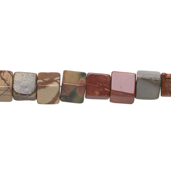 Bead, red creek jasper (stabilized), 6x6mm cube, B grade, Mohs hardness 6-1/2 to 7. Sold per 15-1/2" to 16" strand. image number 0