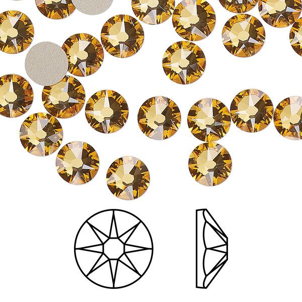 Flat back 144pk golden topaz foil back, Crystal Passions® 6.32-6.5mm rose round SS30 2088 image number 0