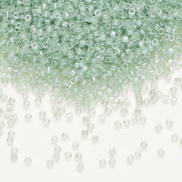 Seed bead, Delica®, glass, pkg/7.5g, #11 round, translucent glazed luster mint (DB-1483-1). image number 0