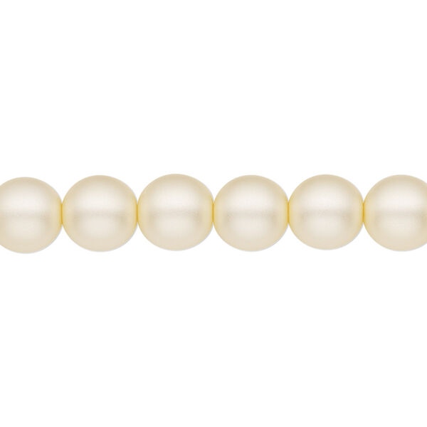 Bead, Czech pearl-coated glass druk, opaque matte cream, 8mm round. Sold per 15-1/2" to 16" strand. image number 0