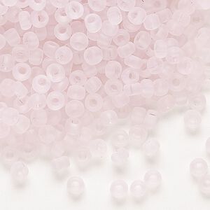 Seed bead, Dyna-Mites™, glass, transparent matte light pink, #6 round. Sold per 1/2 kilogram pkg.