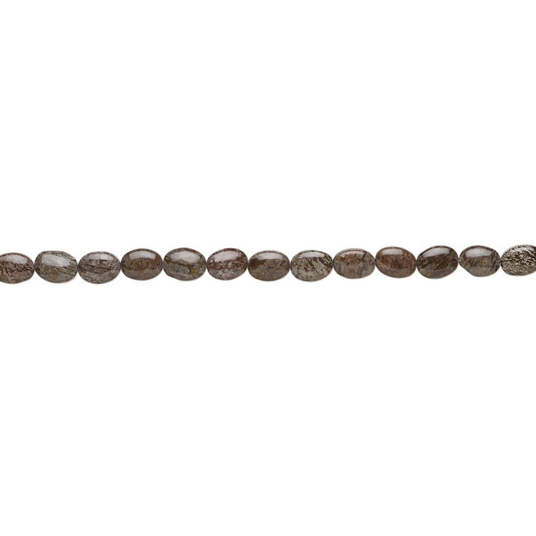 Brown snowflake jasper 1pkg1, puffed oval bead natural, 15 inch 15x12mm-16x13mm image number 1