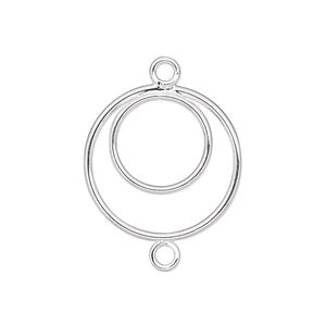 Link, silver-plated steel, 18mm double hoop. Sold per pkg of 10.
