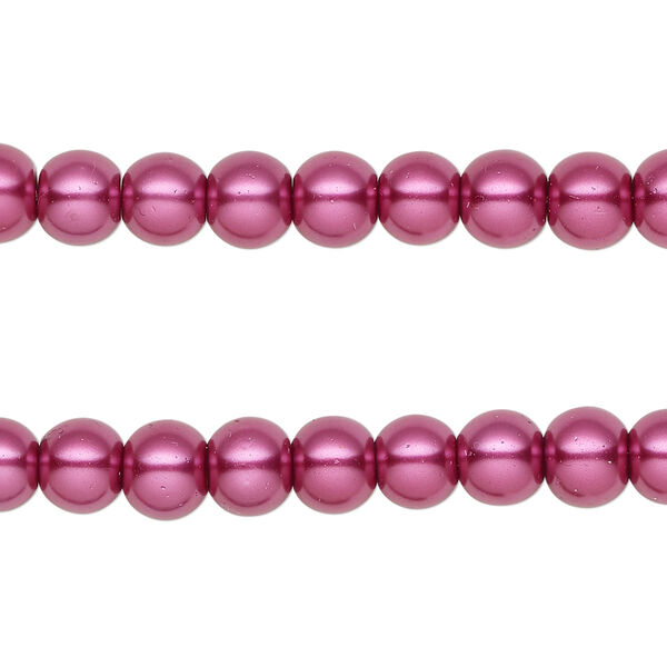 Bead, glass pearl, rose, 5-6mm round. Sold per pkg of (2) 15-inch strands, approximately 140 beads. image number 0