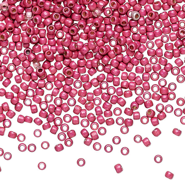 Seed bead, TOHO BEADS®, glass, pkg/7.5g, #11 round, opaque galvanized matte orchid (TR-11-PF563F). image number 0