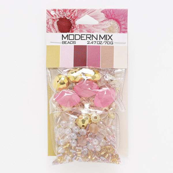 Seed bead mix, acrylic, pkg/70g, 10/0-22x14mm mixed shapes, opaque to transparent ccb mixed colors. image number 0