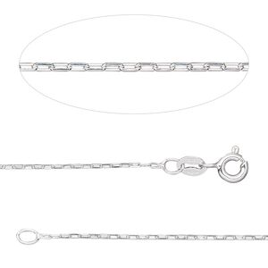 Chain 1pkg1 sterling silver cable, 0.9mm / springring clasp, Gossamer™ 18 inch