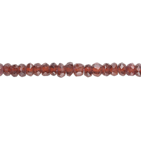 Bead, garnet (dyed), 4x3mm hand-cut faceted rondelle, B- grade, Mohs hardness 7 to 7-1/2. Sold per 15-1/2" to 16" strand. image number 0