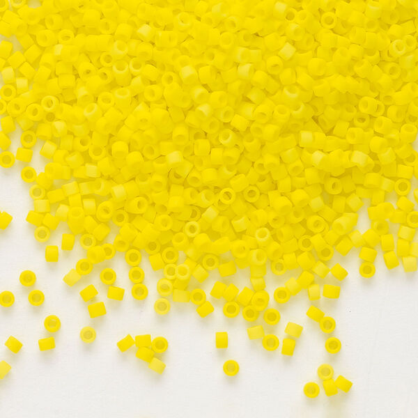 Seed bead, Delica®, glass, pkg/50g, #11 round, opaque matte yellow (DB-0751). image number 0