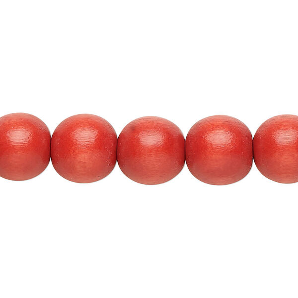 Bead, Taiwanese cheesewood (dyed / waxed), dark orange, 9-10mm round. Sold per pkg of (2) 15-1/2" to 16" strands. image number 0