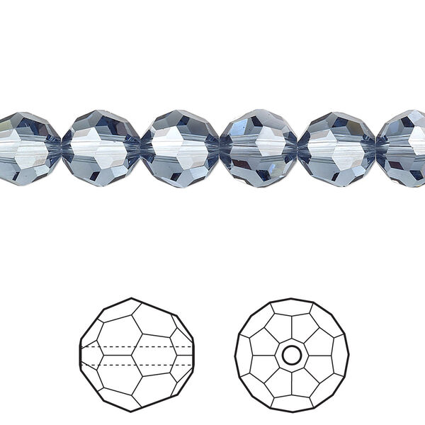 Bead 12pk denim blue, Crystal Passions® 8mm round 5000 image number 0