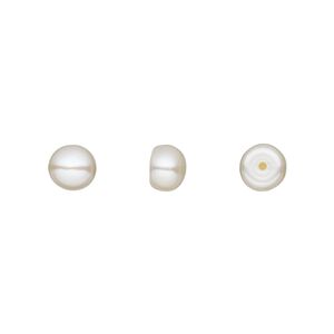 Pearl, cultured freshwater (bleached), white, 5.5-7mm half-drilled button, A- grade, Mohs hardness 2-1/2 to 4. Sold per pkg of 2.