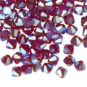 Bead 24pk Siam AB 2X, Preciosa Czech crystal 6mm bicone