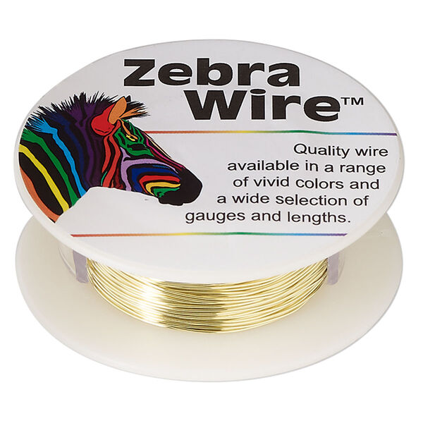 Wire, Zebra Wire™, brass, round, 26 gauge. Sold per 30-yard spool. image number 0