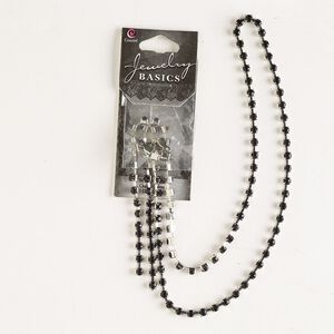 Cupchain, gold-finished brass and glass, black, 3mm wide, 22 inches with (8) connectors. Sold individually.