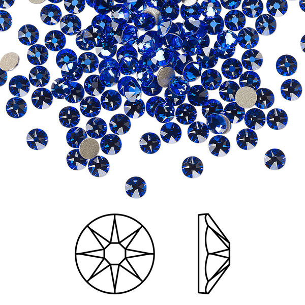Flat back 144pk majestic blue foil back, Crystal Passions® 4.6-4.8mm rose round SS20 2088 image number 0