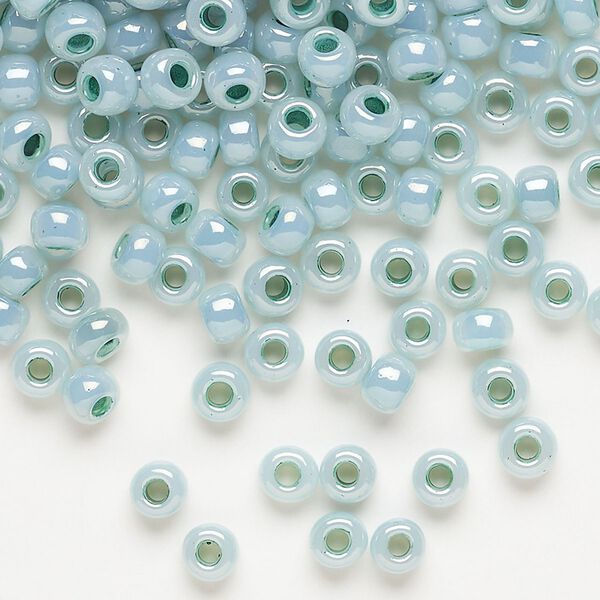 Seed bead, Miyuki, glass, pkg/250g, #6 rocaille, opaque luster alpine green (RR-521). image number 0