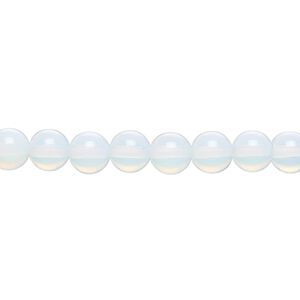 Bead, sea "opal" (glass), translucent to semitranslucent, 6mm round. Sold per 15-1/2" to 16" strand.