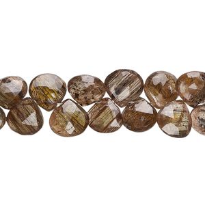 Andalusite 1pkg1, hand-cut top-drilled faceted puffed teardrop bead natural 8 inch graduated 5-9mm