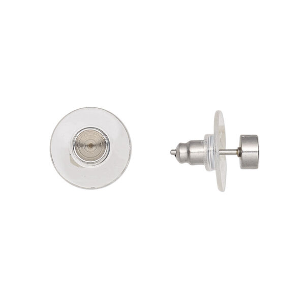 Earstud, Almost Instant Jewelry®, acrylic and stainless steel, clear, 5mm with PP32 chaton setting. Sold per pkg of 4 pairs. image number 0