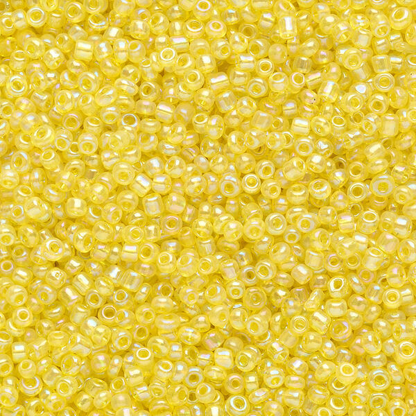 Seed bead, Ming Tree™, glass, pkg/1 pound, #11 round, translucent rainbow yellow. image number 0