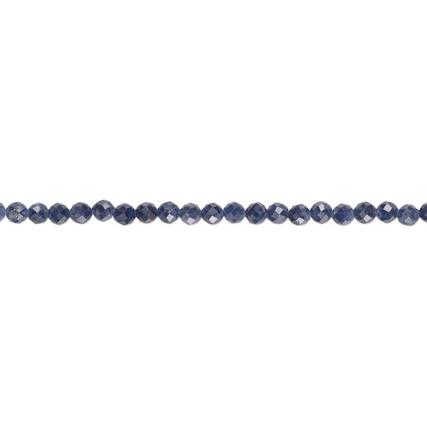 Bead, blue sapphire (heated), 2-2.5mm faceted semi-round, C grade, Mohs hardness 9. Sold per 15-inch strand, approximately 170-180 beads. image number 0