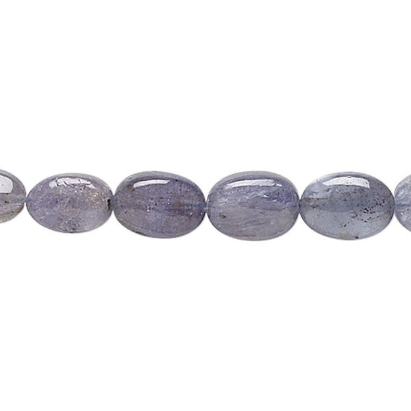 Bead, tanzanite (heated), 5x4mm-10x7mm graduated hand-cut puffed oval, C grade, Mohs hardness 6 to 7. Sold per 15" to 16" strand. image number 0